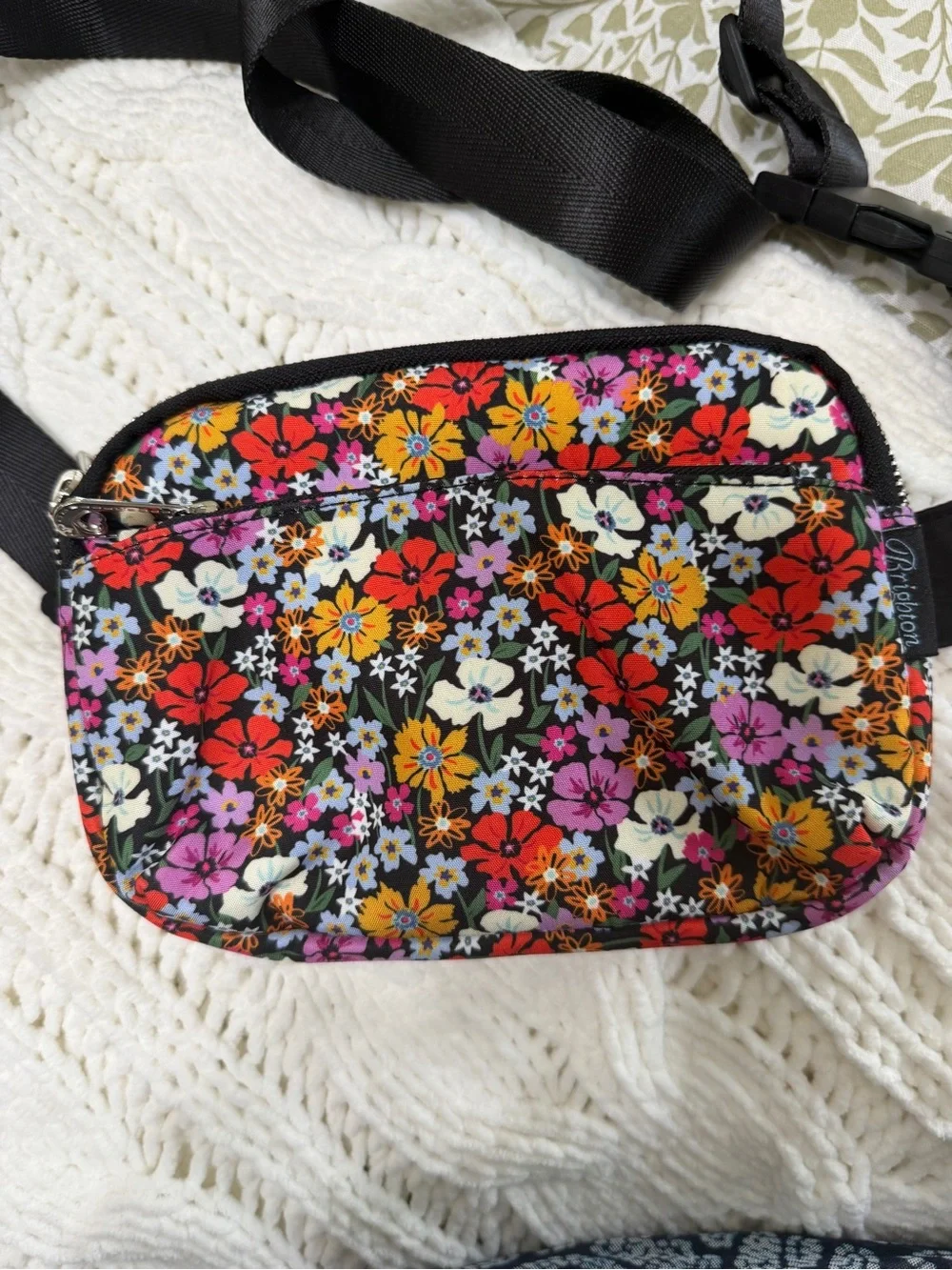 Brighton Black Floral Crossbody with Multicolor Blooms